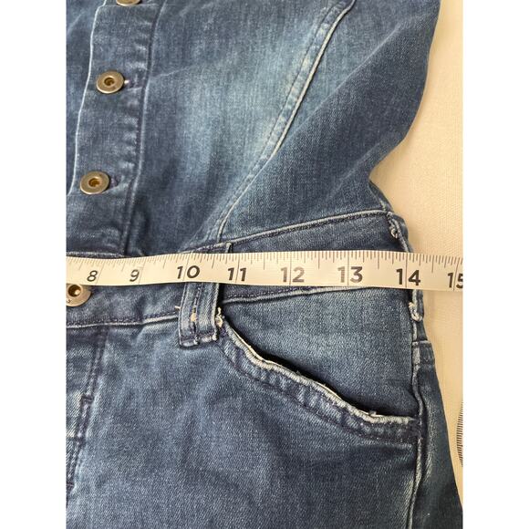 Anthropologie Pilcro Split Denim Button Overalls Size 27 Petite - Picture 7 of 10